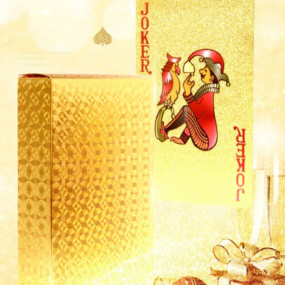 Bộ Bài Tây Mạ Vàng Cao Cấp May Mắn Tài Lộc 52 Lá Bài Nhựa Chống Thấm Nước Bẻ Cong Không Gãy