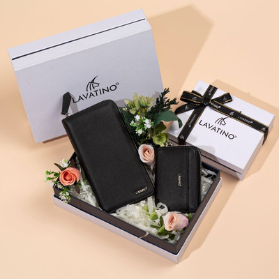 [Set Quà Tặng Cho Nữ] Combo ví cầm tay, ví dài nữ Midi 01 Da saffiano chính hãng LAVATINO