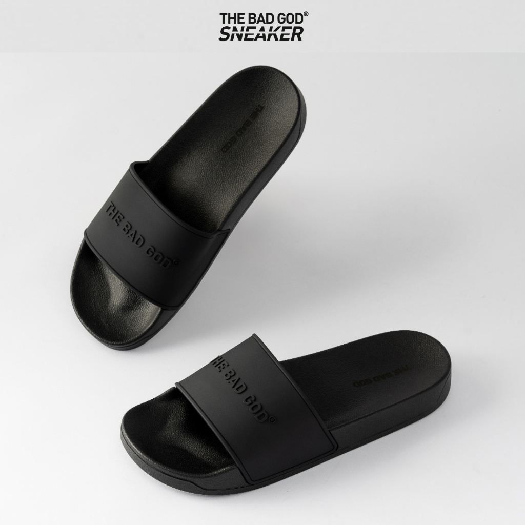  Dép quai ngang slipper The Bad God Basic chữ đen fullbox X01 Full Black