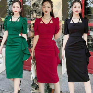 ĐẦM BODY TAY PHỒNG BÈO EO - YB230915