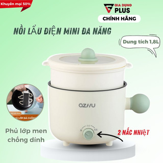 Nồi lẩu điện, nồi lẩu điện mini Có tay cầm công suất 300w, kèm giá hấp dung tích 1,8L nồi lẩu hấp Mini 2 tầng cao cấp