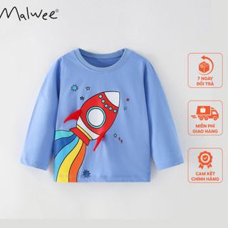 Áo cotton xanh tàu vũ trụ Malwee thời trang trẻ em từ 2-7 tuổi MW8538
