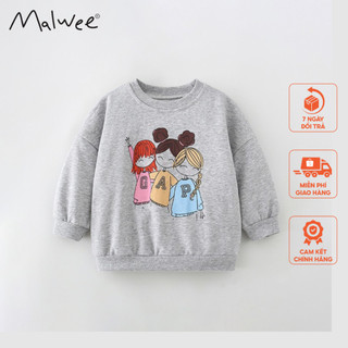 Áo nỉ da cá xám cô gái Malwee thời trang trẻ em từ 2-7 tuổi MW8627