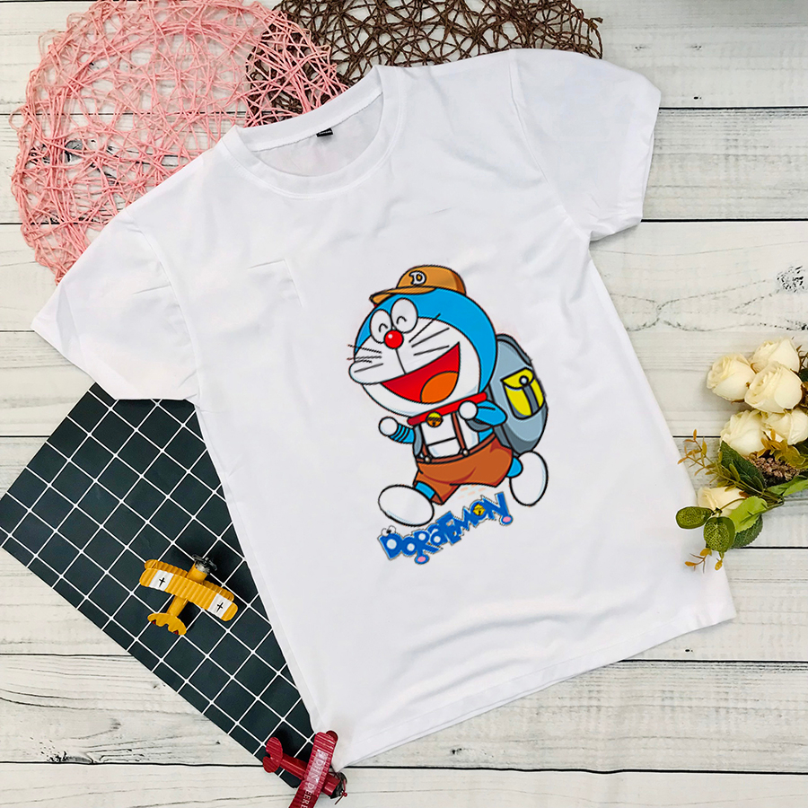 Áo thun bé trai bé gái in hình Doremon, áo phông trẻ em chất đẹp mềm mịn thoáng mát size từ 10kg - 65kg