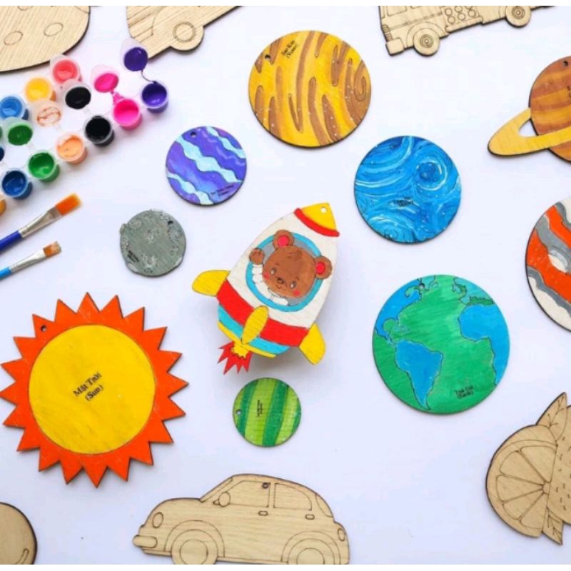 Bộ 10 Hình Gỗ Tô Màu Cho Bé Theo Chủ Đề Sáng Tạo - Quà Tặng HAllOWEEN, NOEL Cho Bé