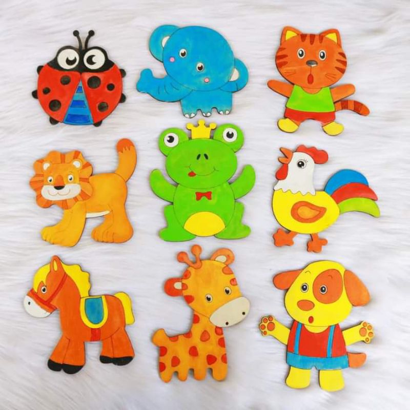 Bộ 10 Hình Gỗ Tô Màu Cho Bé Theo Chủ Đề Sáng Tạo - Quà Tặng HAllOWEEN, NOEL Cho Bé