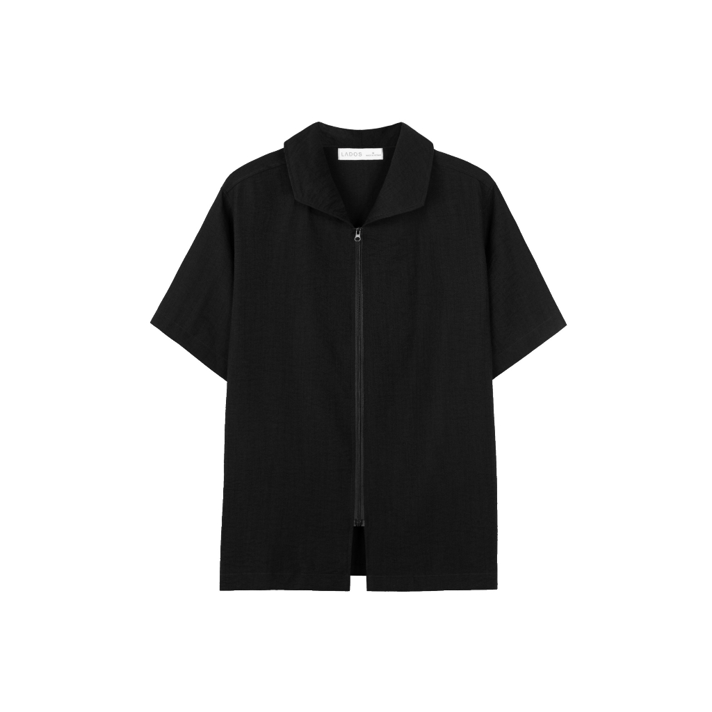 Áo sơ mi nam tay ngắn cổ bẻ phối dây kéo thời trang form đẹp LADOS-8128 vải đũi thấm hút, sang trọng dễ phối đồ