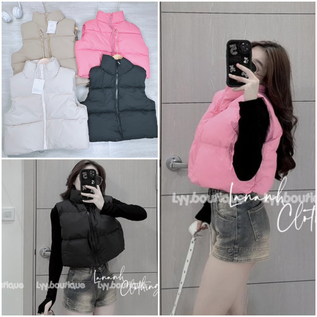 Áo phao gile nữ loại 1 dày đẹp dáng ngắn croptop trẻ trung sang chảnh
