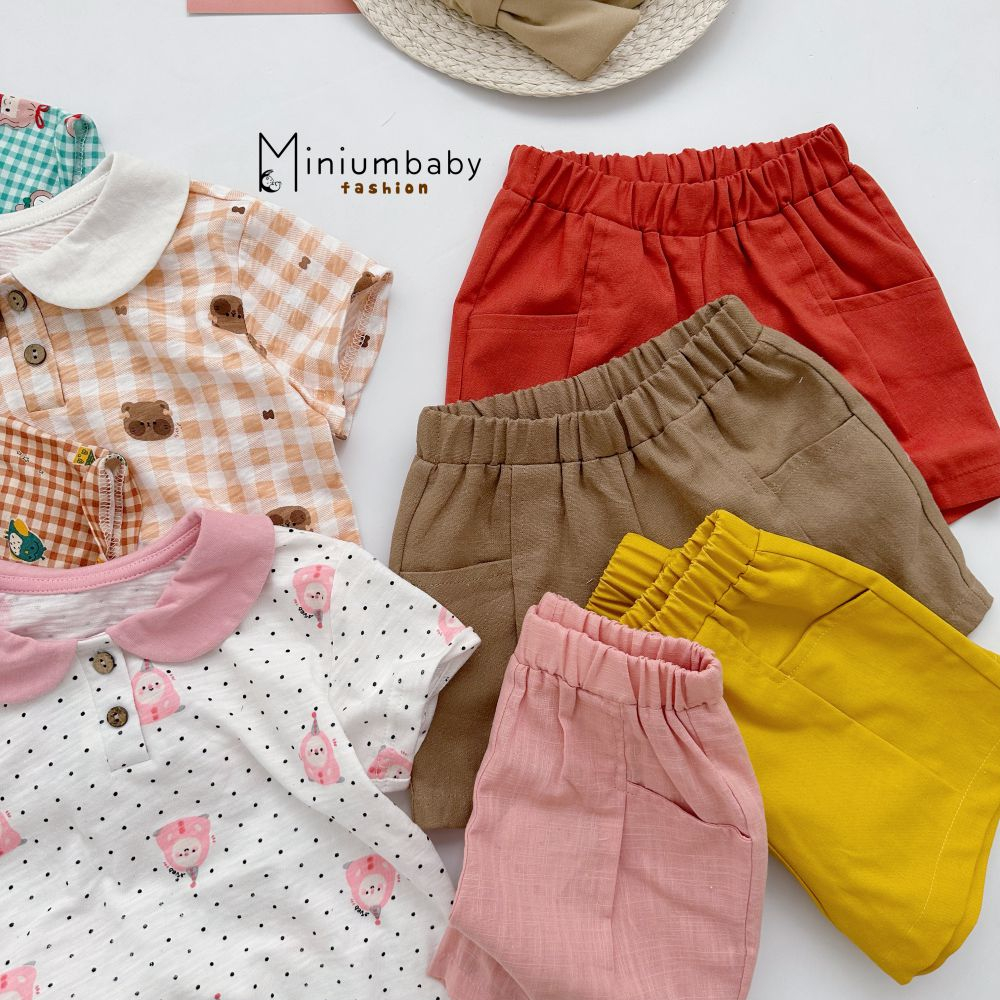 Áo sơ mi cộc tay in họa tiết đáng yêu điệu đà cho bé chất liệu 100% cotton, quần áo trẻ em miniumbabyfashion A1683