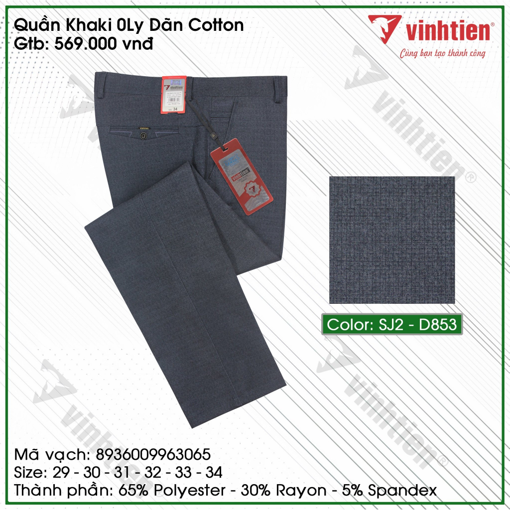 Quần Kaki 0Ly Nam Dãn Cotton Classic Vĩnh Tiến 569 - Nhiều Màu