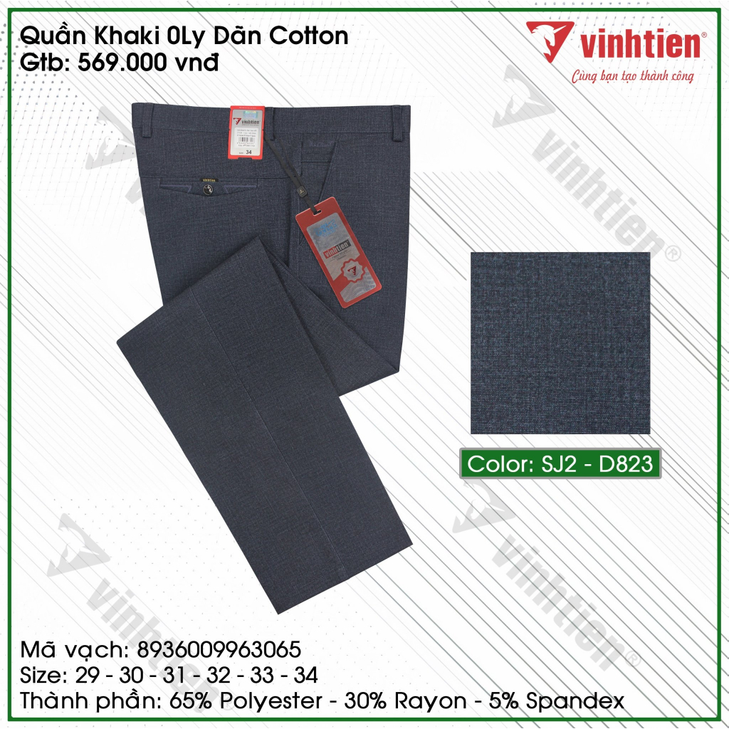 Quần Kaki 0Ly Nam Dãn Cotton Classic Vĩnh Tiến 569 - Nhiều Màu