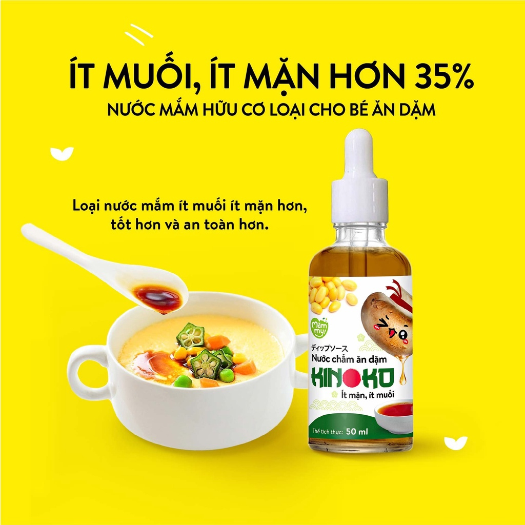 Nước mắm ăn dặm Kinoko cho bé trên 6 tháng làm từ nấm giúp bé ăn ngon ít muối, chai nhỏ giọt, 50ml