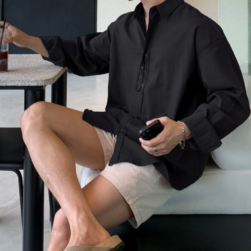 Áo sơ mi nam cổ bẻ dài tay vải LINEN cao cấp,phom dáng thoải mái thấm hút cực tốt - LUCIINON