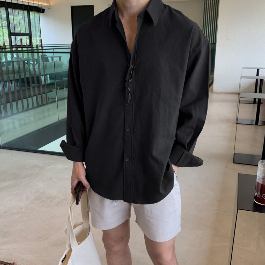 Áo sơ mi nam cổ bẻ dài tay vải LINEN cao cấp,phom dáng thoải mái thấm hút cực tốt - LUCIINON