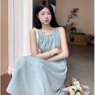 (Sẵn Hàng) Váy Hai Dây Bản To Dáng Dài Phối Xếp Ly VHD38