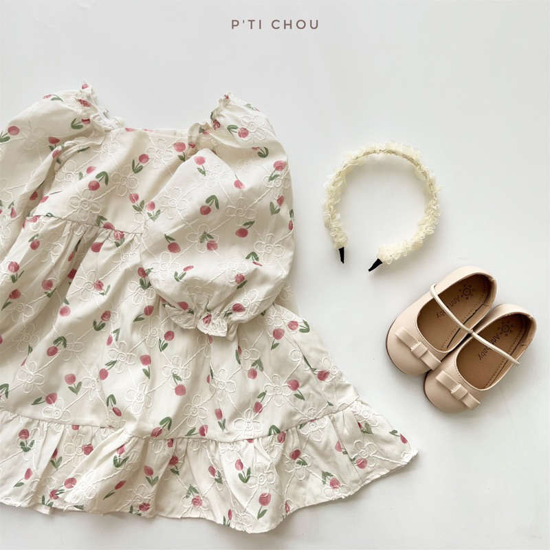 Tulip dress Váy hoa ren Tulip thiết kế P'ti chou cho bé 8kg - 23kg