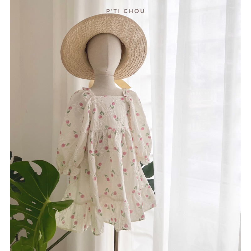 Tulip dress Váy hoa ren Tulip thiết kế P'ti chou cho bé 8kg - 23kg