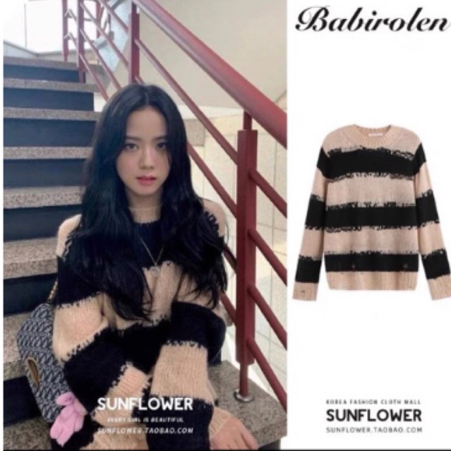 Áo len kẻ ngang giống Rosé ,Jisoo,Wonyoung