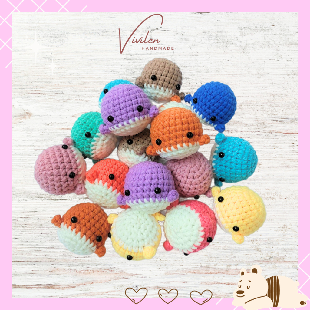 Móc khóa len, móc khóa cá voi bằng len