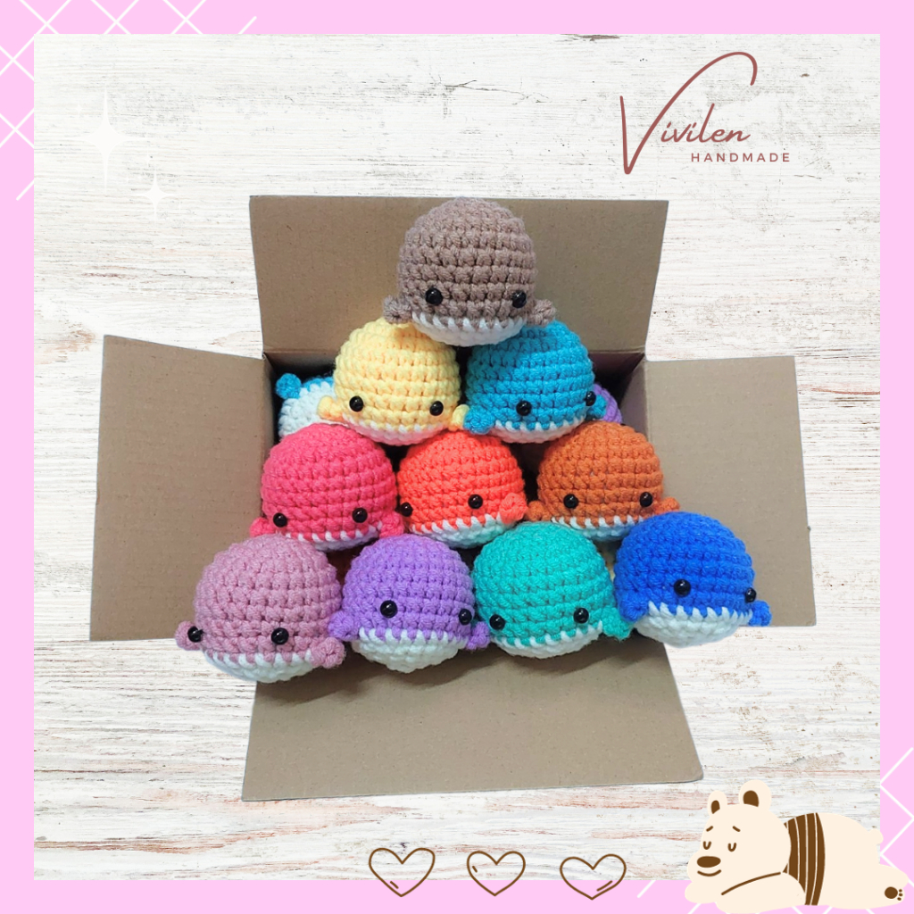 Móc khóa len, móc khóa cá voi bằng len