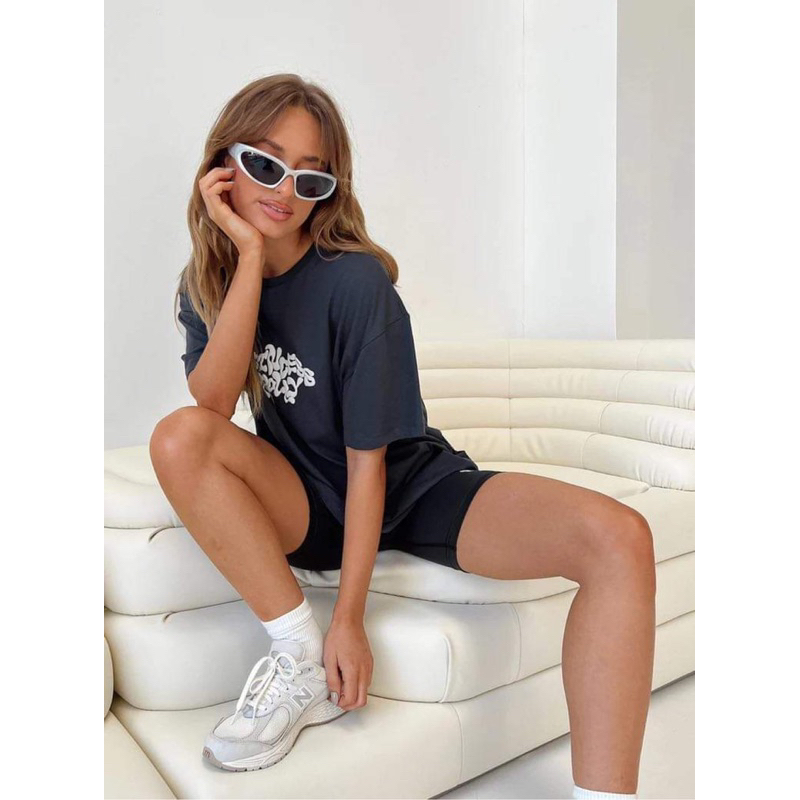 Áo cánh dơi form rộng thun cotton cá sấu 2 màu in chữ