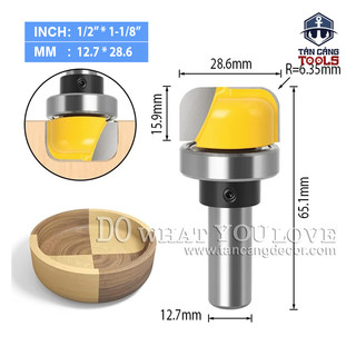 Mũi router đánh rãnh bo tròn 15.9 x 28.6 mm cốt 12.7 mm