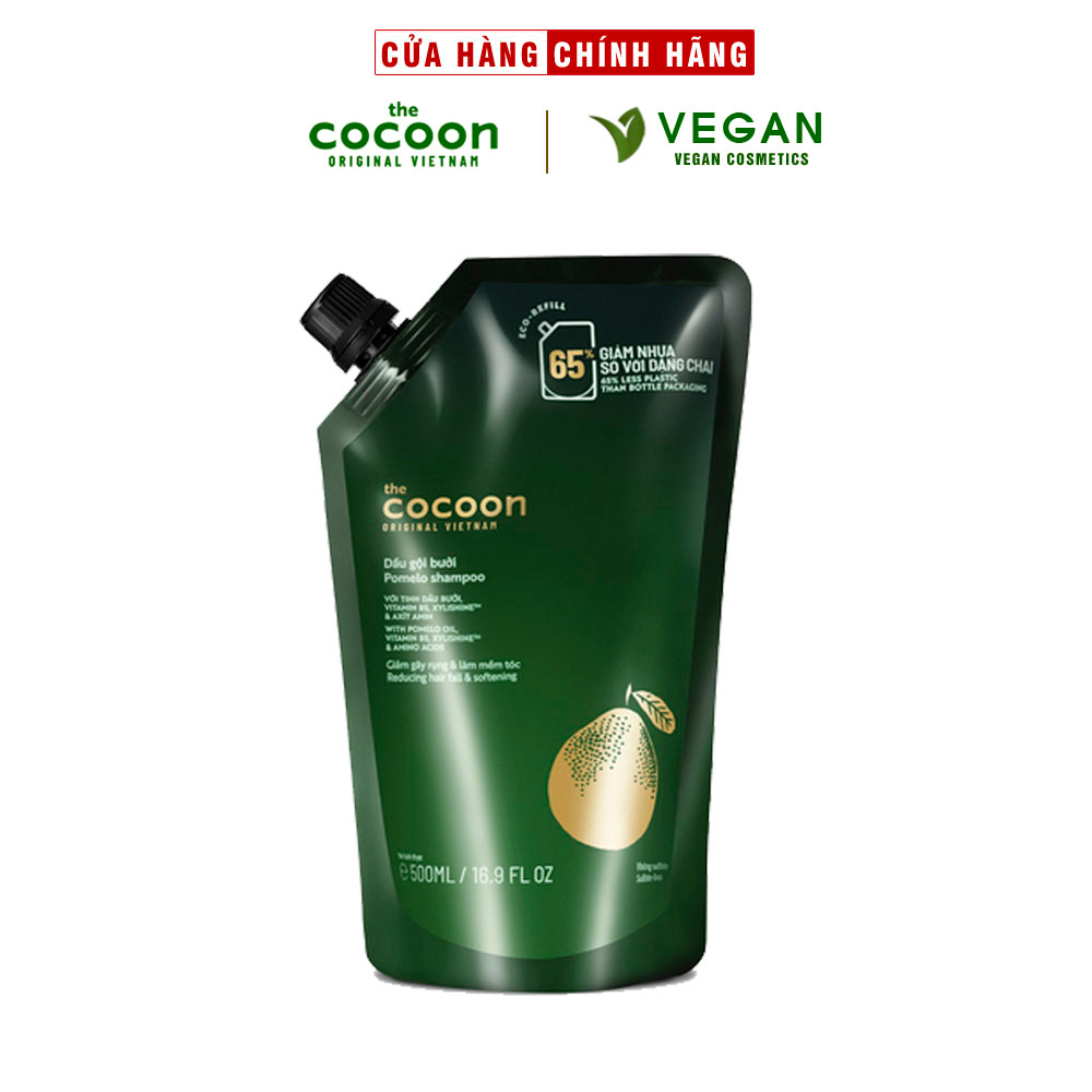 Túi Refill - Dầu gội bưởi Cocoon giúp giảm gãy rụng và làm mềm tóc 500ml thuần chay