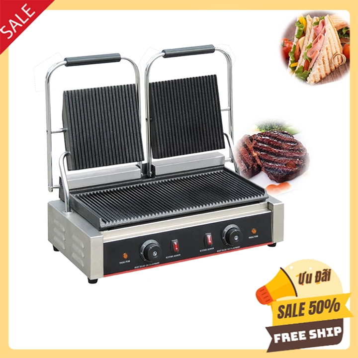 Máy Ép Bánh Mì, Nướng Bánh Mỳ Công Nghiệp Khuôn Đôi