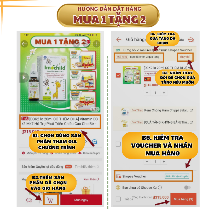 Vitamin D3 k2 Mk7 Hỗ Trợ Phát Triển Chiều Cao Cho Bé - IMOCHILD Lọ 20ml