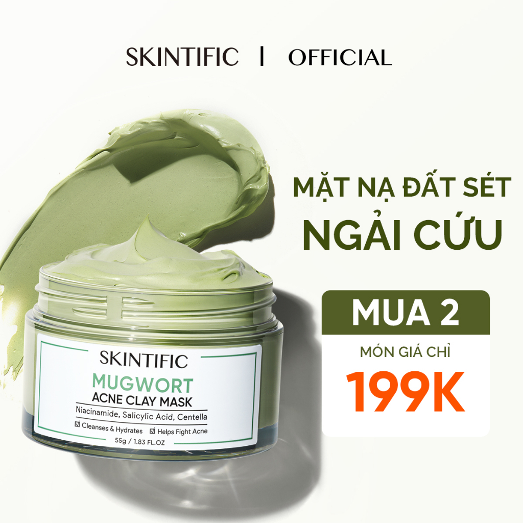 Mặt nạ đất sét ngải cứu cải thiện vấn đề mụn SKINTIFIC 55g