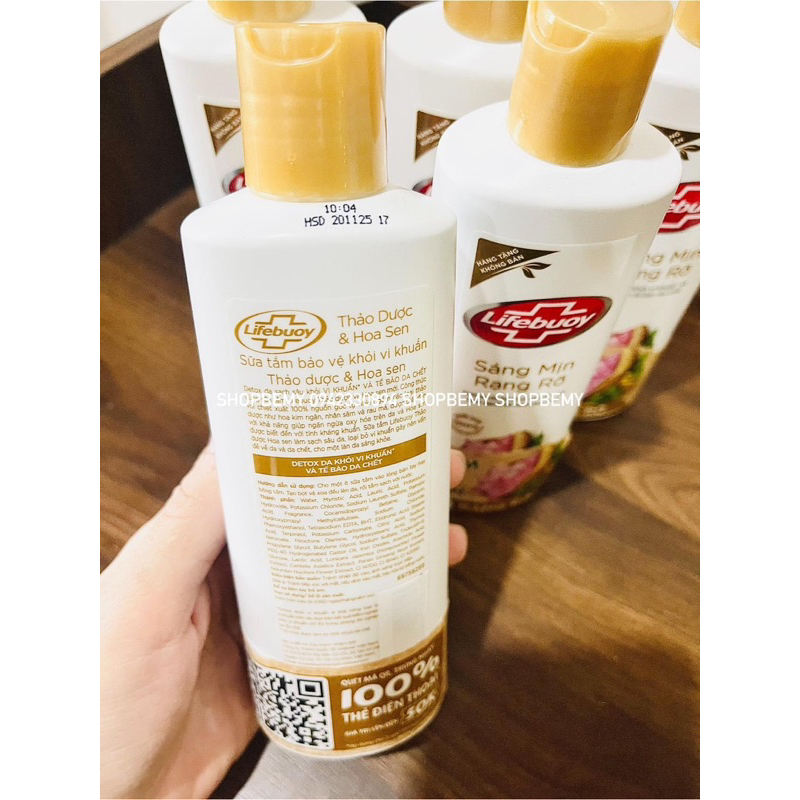 Sữa Tắm Lifebuoy than hoạt tính và cám gạo - Hàng Công Ty/Chai 200g