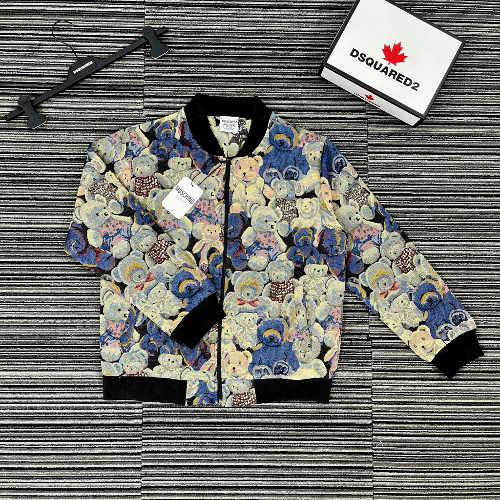 Áo khoác bomber Gấu Moschin Xanh cho Nam Nữ Bản sieeui cấp mẫu mới Tết 2024, Áo khoác nỉ MOSCHlNO Gấu siêu cấp Loại 1