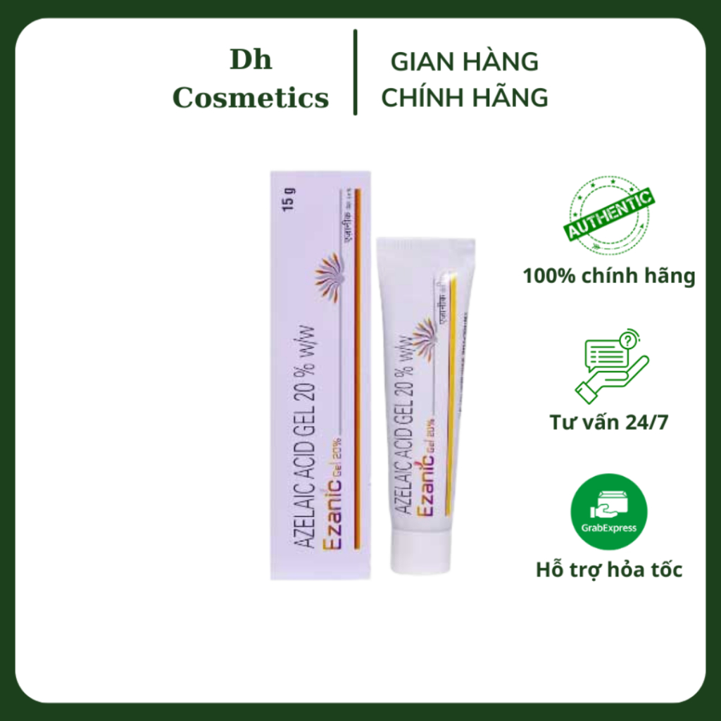 Giảm Mụn Ezanic Gel - 20% Azelaic Acid, Giảm mụn, Làm Mờ Thâm Mụn, Dưỡng Trắng Sáng Da 15g Dhcosmetic