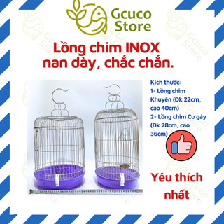 Lồng nuôi chim khuyên, lồng chim hút mất inox không gỉ (Tặng phụ kiện 2 cóng ăn+ cây đứng)