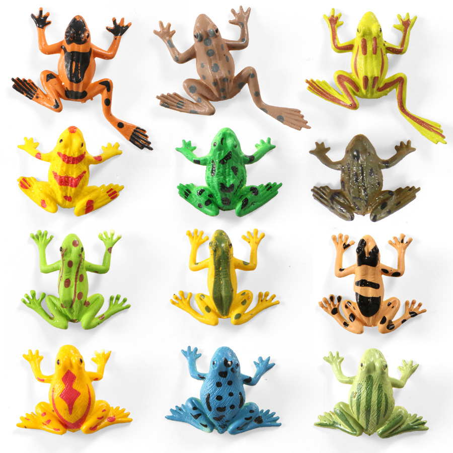 Bộ 12 đồ chơi ếch nhái giả nhiều màu cho bé chơi Noel giáng sinh