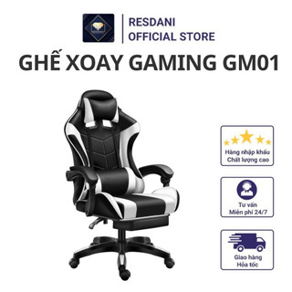 Ghế gaming chơi game nâng hạ ngả lưng điều chỉnh độ cao gm01 resdani xoay 360 độ , góc ngả lên đến 125 độ