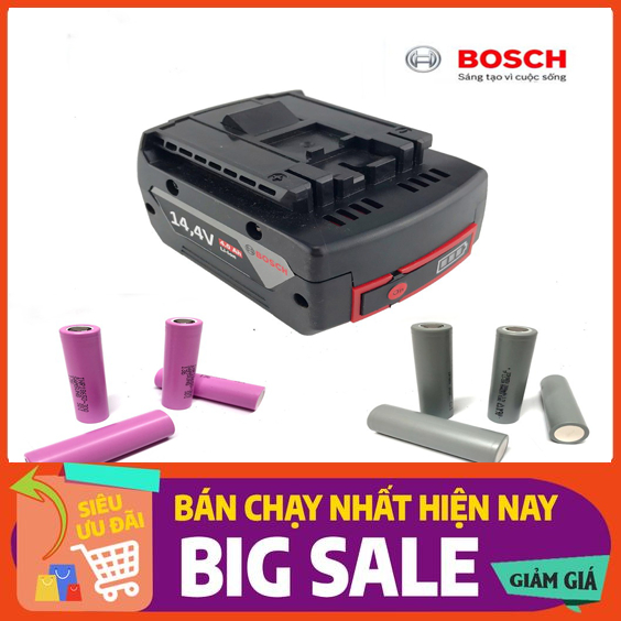 Pin Bosch 14.4V - 4Ah 5Ah 6Ah Li-ion, có đèn Led báo dung lượng pin