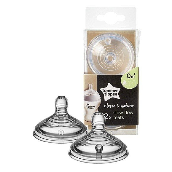Núm ti tommee tippee 2 cái cho bé chảy sữa chậm - nhanh 0+ 3+ 6+, bảng Châu Âu