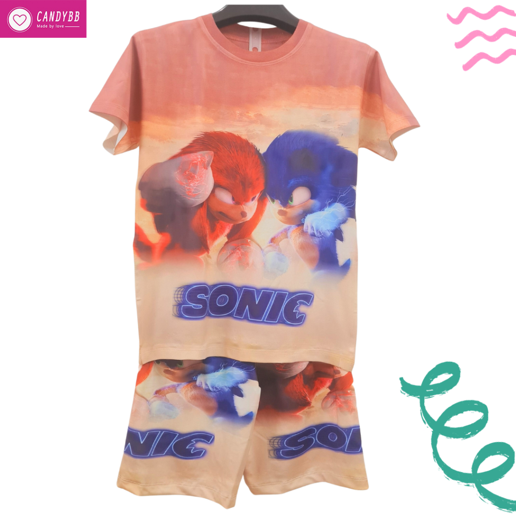 Đồ Bộ thun in hoạt hình Sonic cho bé trai chất vải mềm mịn cực ngầu từ 10kg - 58kg