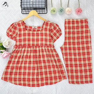 Bộ Bầu Mặc Nhà Caro Cao Cấp Mềm Nhẹ Mịn, Áo Có Dây Cột Và Quần Chun Chỉnh Bụng, Quần Lững ( 40 - 95kg ) [ ẢNH THẬT ]