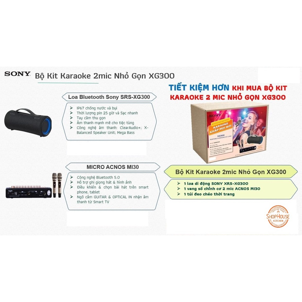 Loa không dây di động SONY XG300 Portable Karaoke Kit 02 Mic-Chính hãng, mới 100%, nguyên Seal, nguyên đai, nguyên kiện
