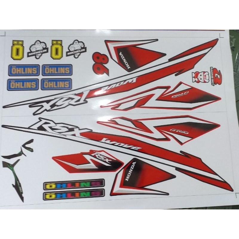 Tem rời dán xe wave rsx 2019 đỏ đen