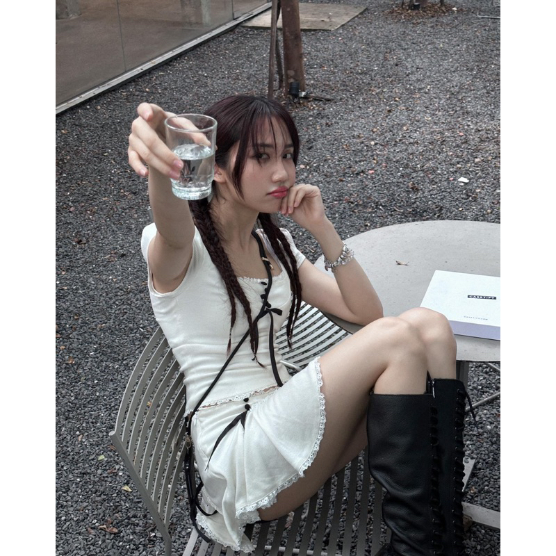 Ononmade Best Seller Set Bộ Hai Món Áo Tay Bồng Kèm Chân Váy Ngắn Y2k Eva Set