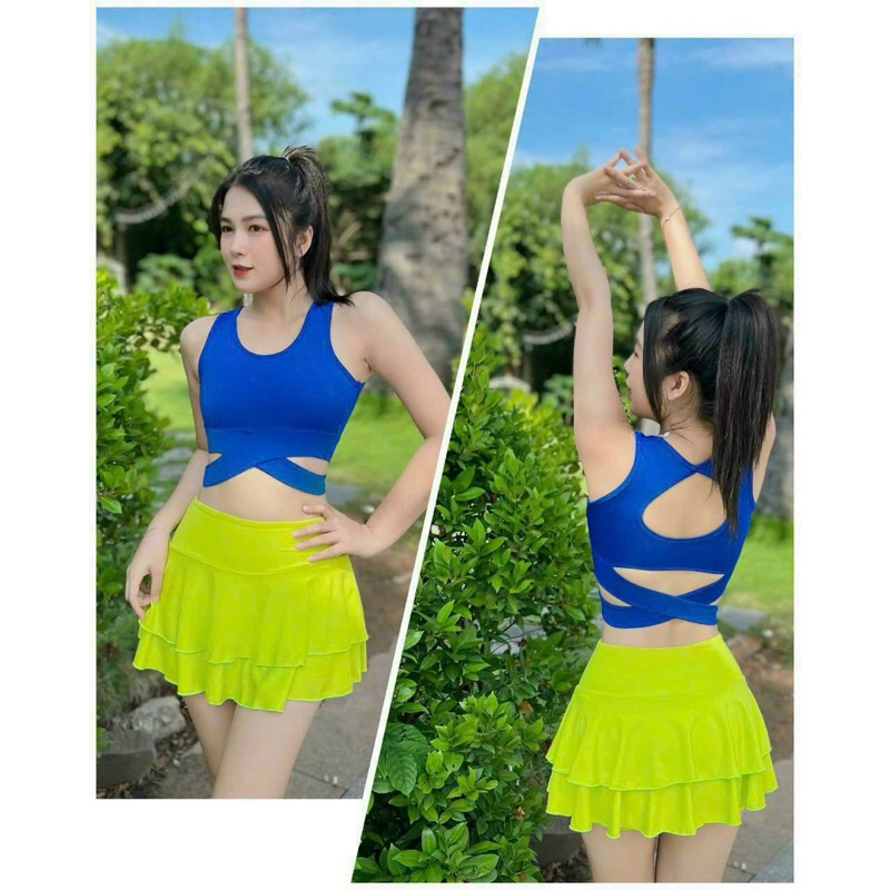 Áo bra tập gym yoga dây chéo eo sẵn mút