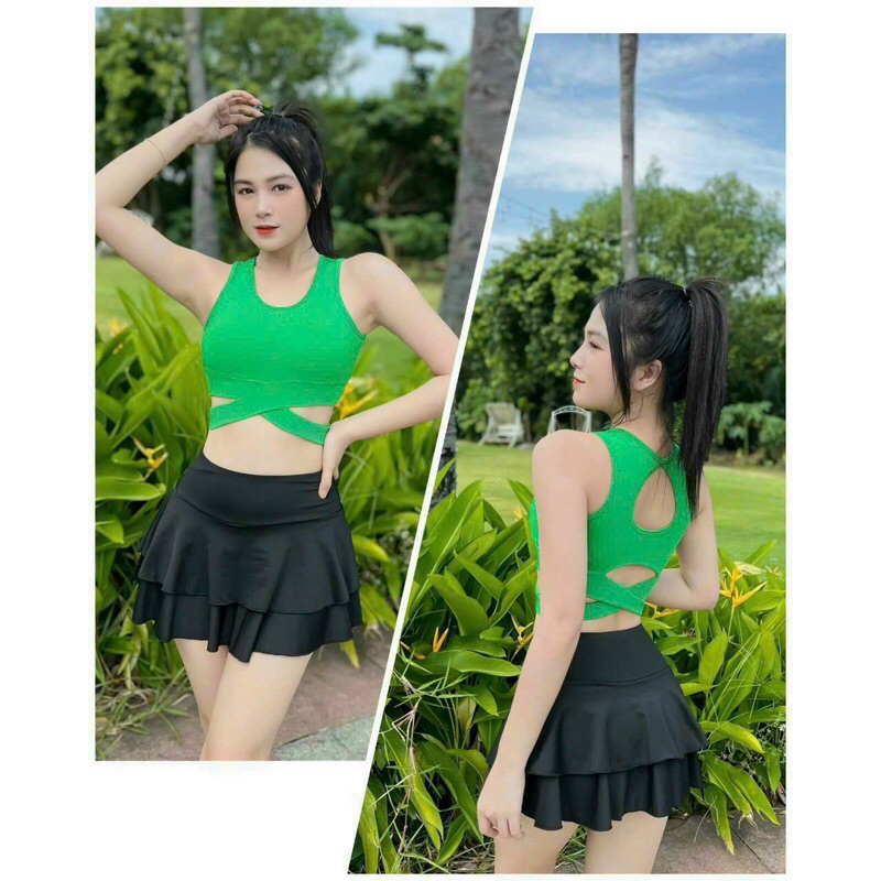 Áo bra tập gym yoga dây chéo eo sẵn mút