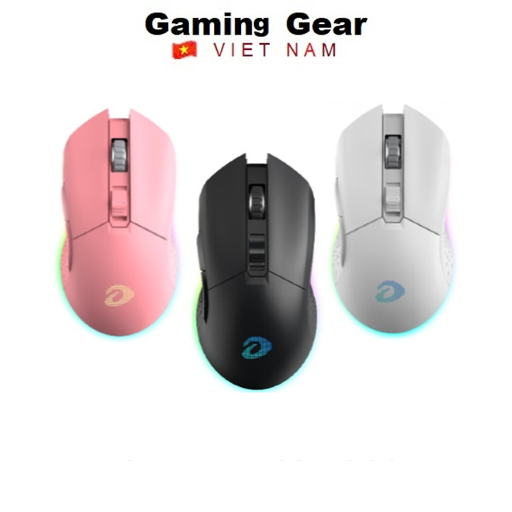 Chuột không dây Gaming Dareu EM901 Black / Pink / White ( LED RGB , Pin sạc )