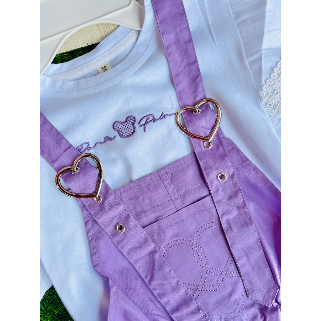 Set yếm váy kaki rút eo 2 màu + áo tay bí siêu xinh size 23-35kg