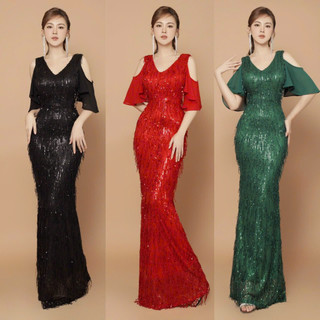 Đầm Dạ hội kim sa tua rua - YB230916