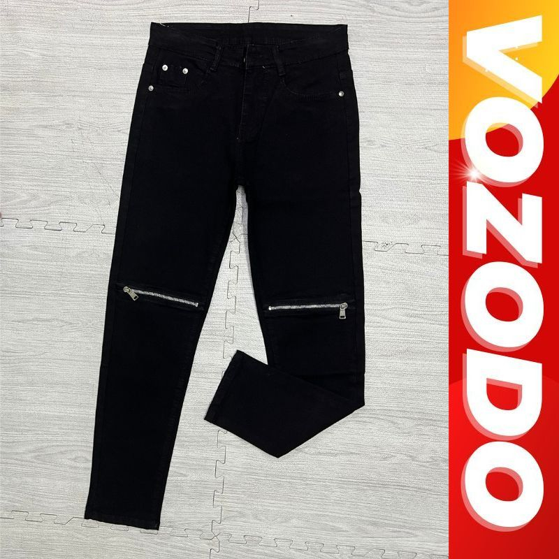 Quần jean nam màu đen khóa gối chất bò co dãn 4 chiều cực đẹp quần bò nam boy phố form skinny Vozodo 84 mẫu mới