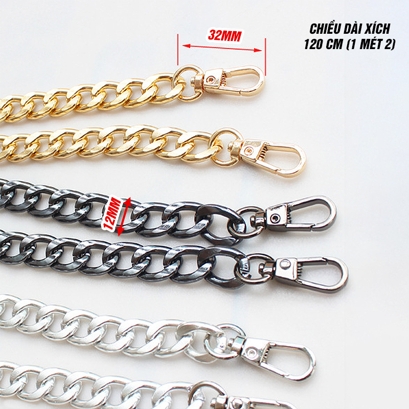 Dây Đeo Túi Xách Xích To 12mm Vát Góc Phẳng